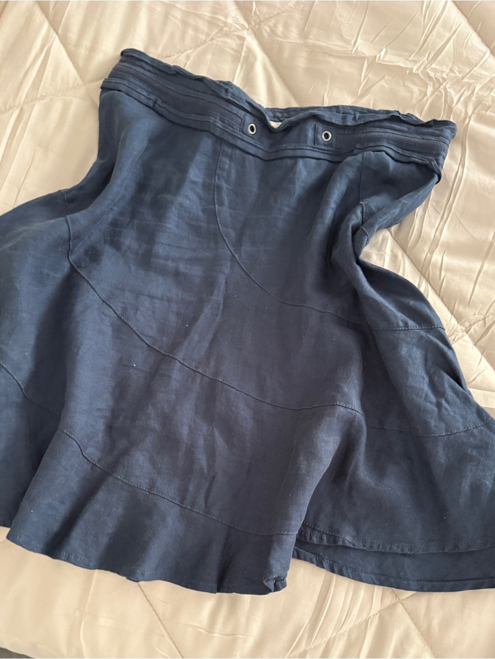 DKNY Navy Blue Circle Skirt with Eyelet Waistband